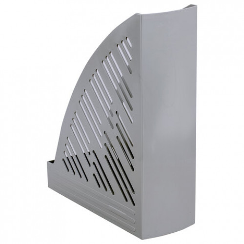 Лоток вертикальный для бумаг BRAUBERG Standard+, 250х90х300 мм, серый, 237225