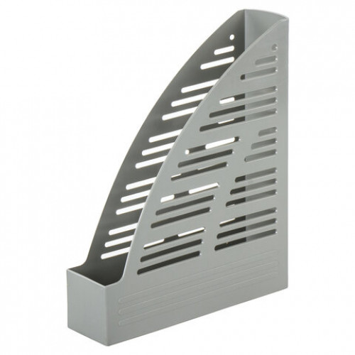 Лоток вертикальный для бумаг BRAUBERG Standard, 245х70х295 мм, серый, 237221