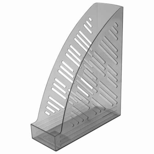Лоток вертикальный для бумаг BRAUBERG Standard+, 250х90х300 мм, тонированный серый, 237226