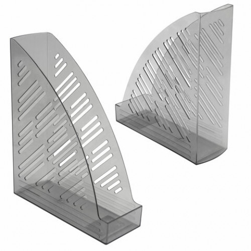 Лоток вертикальный для бумаг BRAUBERG Standard+, 250х90х300 мм, тонированный серый, 237226