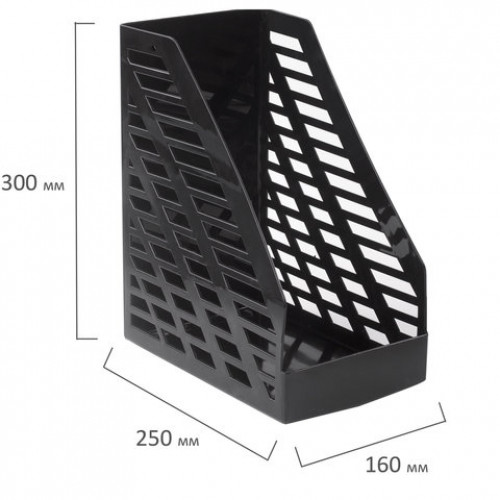 Лоток вертикальный для бумаг BRAUBERG MAXI-plus (250х160х300 мм), сетчатый, черный, 237005