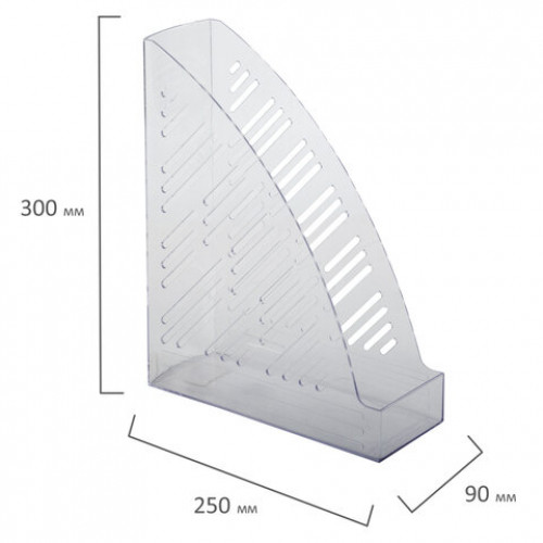 Лоток вертикальный для бумаг BRAUBERG Standard+, 250х90х300 мм, прозрачный, 237227
