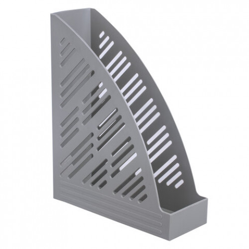 Лоток вертикальный для бумаг BRAUBERG Standard+, 250х90х300 мм, серый, 237225