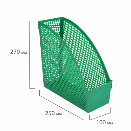 Лоток вертикальный для бумаг STAFF Profit, 270х100х250 мм, сетчатый, полипропилен, зеленый, 237254