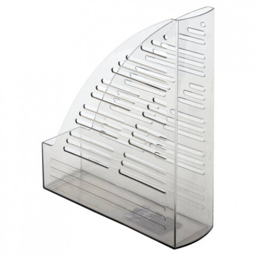 Лоток вертикальный для бумаг BRAUBERG Standard, 245х70х295 мм, тонированный серый, 237222