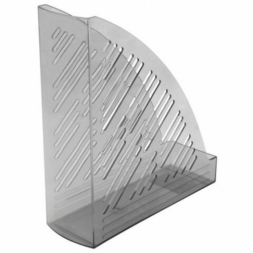 Лоток вертикальный для бумаг BRAUBERG Standard+, 250х90х300 мм, тонированный серый, 237226