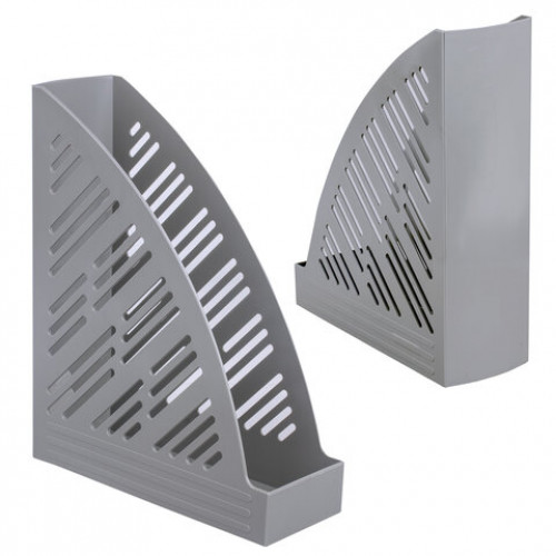 Лоток вертикальный для бумаг BRAUBERG Standard+, 250х90х300 мм, серый, 237225
