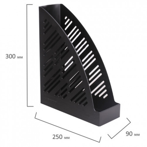 Лоток вертикальный для бумаг BRAUBERG Standard+, 250х90х300 мм, черный, 237224