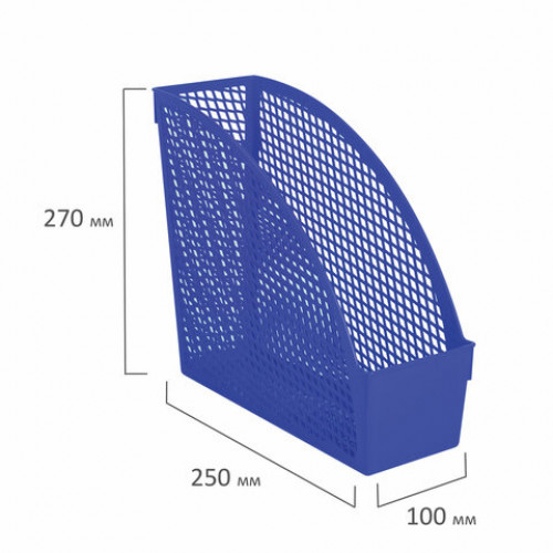 Лоток вертикальный для бумаг STAFF Profit, 270х100х250 мм, сетчатый, полипропилен, синий, 237250