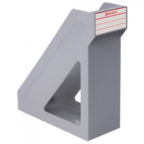 Лоток вертикальный для бумаг BRAUBERG Basic, 265х100х285 мм, серый, 237010