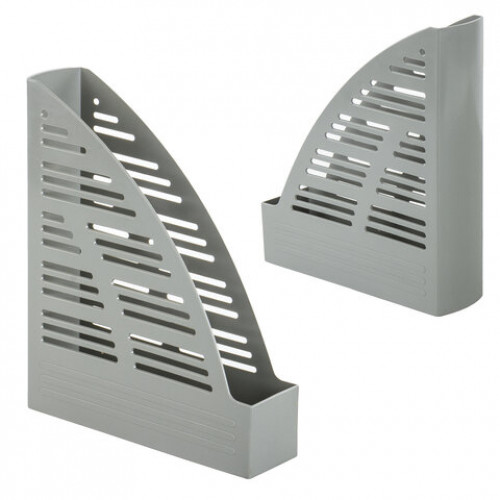 Лоток вертикальный для бумаг BRAUBERG Standard, 245х70х295 мм, серый, 237221