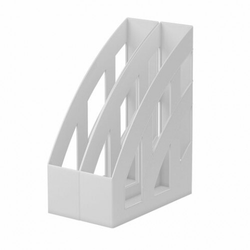 Лоток вертикальный для бумаг КОМПЛЕКТ 2шт., BRAUBERG Modern, 245х75х320 мм, белый, 238030