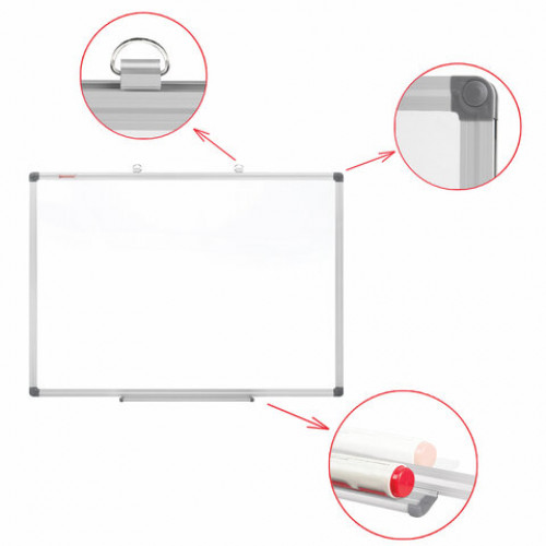 Доска магнитно-маркерная 60х90 см, алюминиевая рамка, BRAUBERG Extra, 237554