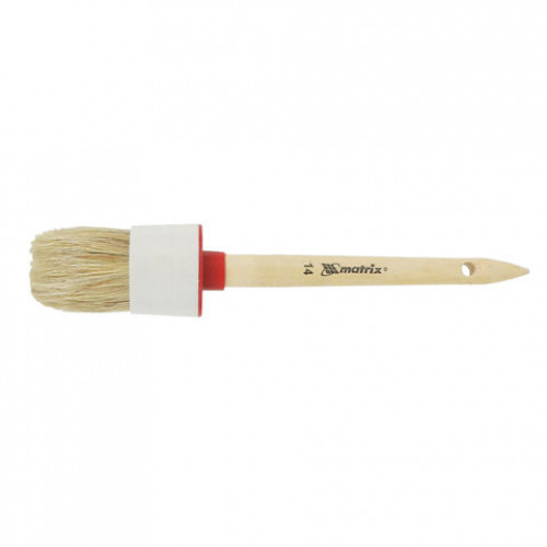 Кисть круглая 50 мм, натуральная щетина, деревянная ручка, для масляных красок, лаков, MATRIX, 82084
