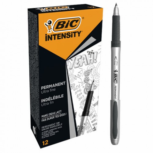 Маркер перманентный BIC Intensity Ultra Fine, ЧЕРНЫЙ, тонкий наконечник 0,8 мм, 8290801