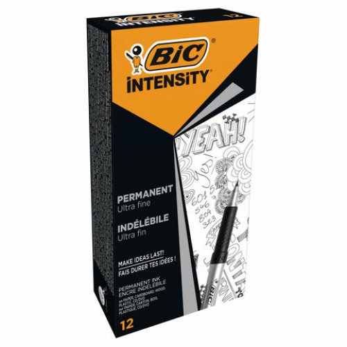 Маркер перманентный BIC Intensity Ultra Fine, ЧЕРНЫЙ, тонкий наконечник 0,8 мм, 8290801