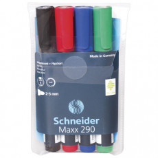 Маркеры для доски и флипчарта SCHNEIDER НАБОР 4 шт., АССОРТИ, Maxx 290, круглый наконечник, 2-3 мм, 129094 Маркеры для доски и флипчарта SCHNEIDER НАБОР 4 шт., АССОРТИ, Maxx 290, круглый наконечник, 2-3 мм, 129094