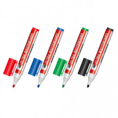 Маркеры стираемые для белой доски НАБОР 4 ЦВЕТА, BRAUBERG ULTRA WHITEBOARD MARKER, 3 мм, 152635