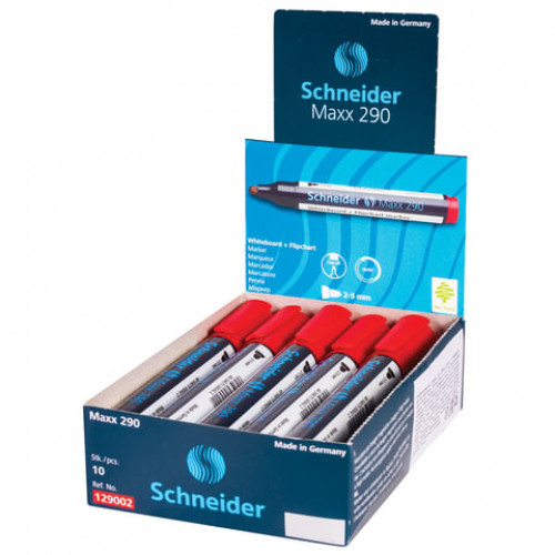 Маркер для доски и флипчарта SCHNEIDER (Германия) Maxx 290, КРАСНЫЙ, скошенный наконечник, 2-3 мм, 129002