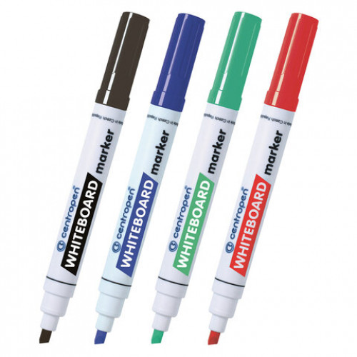 Маркеры стираемые для белой доски НАБОР 4 шт., 4 ЦВЕТА, CENTROPEN Dry-Wipe, 8569/4, 1-4,5 мм, 585690401
