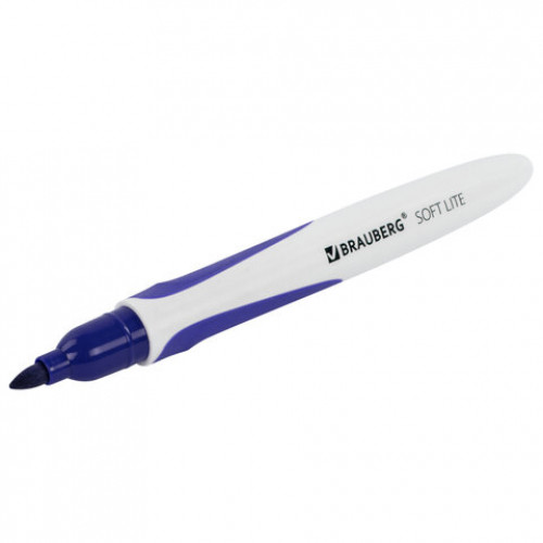 Маркер стираемый для белой доски СИНИЙ, BRAUBERG SOFT LITE, 3 мм, резиновая вставка, 152105