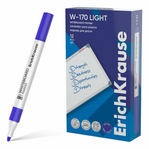 Маркер для доски ERICH KRAUSE W-170 Light, СИНИЙ, круглый наконечник, 2,5 мм, 63568