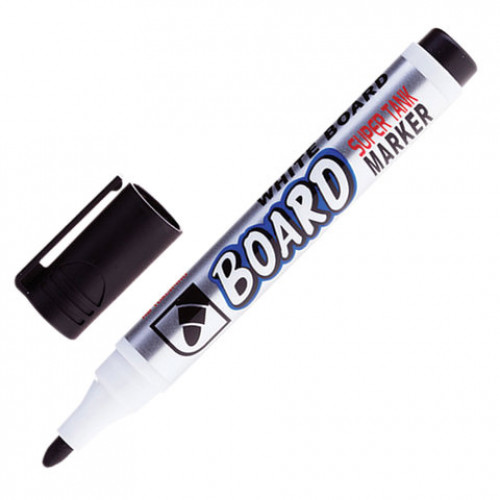 Маркер стираемый для белой доски ЧЕРНЫЙ, CROWN Multi Board, 3 мм, с клипом, CBM-1000