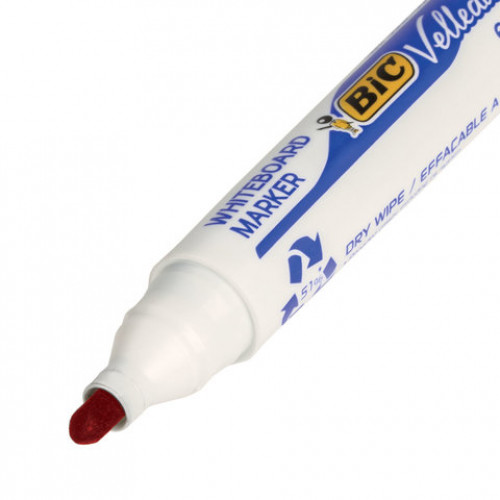 Маркер стираемый для белой доски КРАСНЫЙ, BIC Velleda, 1,4-5 мм, эргономичный корпус, 904939