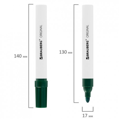 Маркеры стираемые для белой доски НАБОР 4 ЦВЕТА, BRAUBERG ORIGINAL, 3 мм, 152120