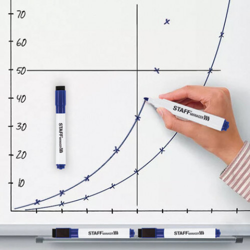 Маркер стираемый для белой доски на магните со стирателем, СИНИЙ, 3 мм, STAFF Manager, 152004