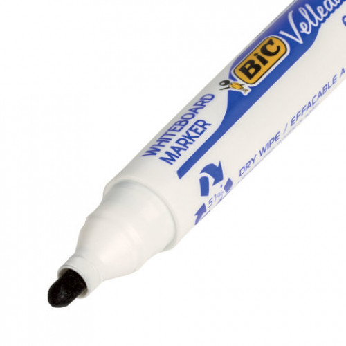 Маркер стираемый для белой доски ЧЕРНЫЙ, BIC Velleda, 1,4-5 мм, эргономичный корпус, 904937