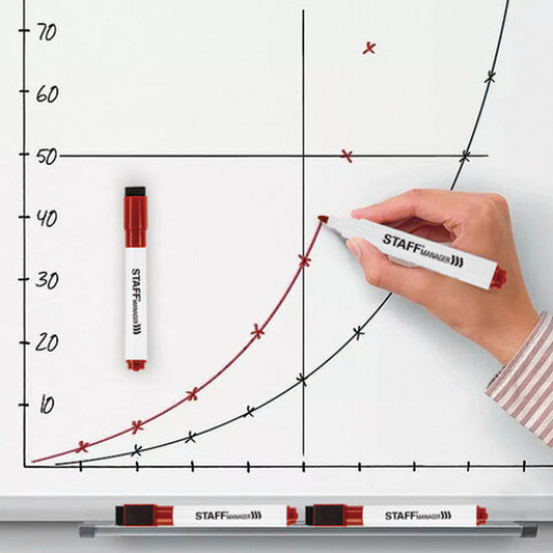 Маркер стираемый для белой доски на магните со стирателем, КРАСНЫЙ, STAFF Manager, 3 мм, 152003