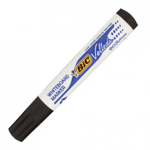 Маркер стираемый для белой доски ЧЕРНЫЙ, BIC Velleda, 1,4-5 мм, эргономичный корпус, 904937
