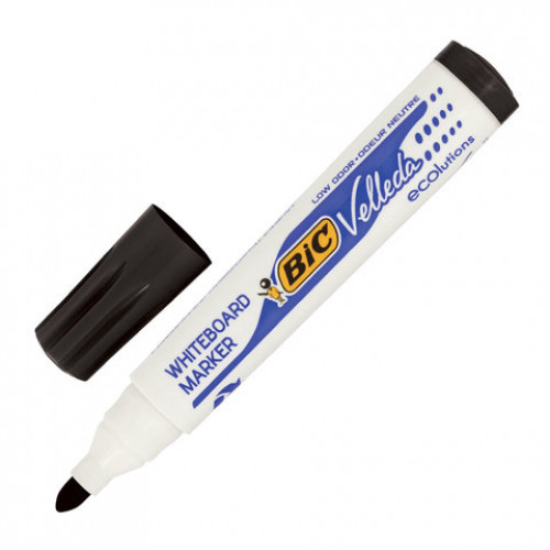 Маркер стираемый для белой доски ЧЕРНЫЙ, BIC Velleda, 1,4-5 мм, эргономичный корпус, 904937