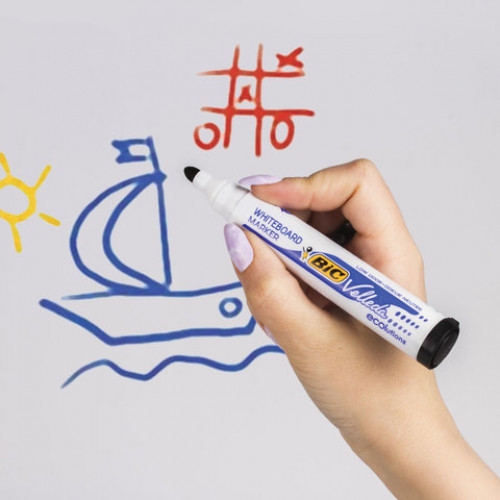 Маркер стираемый для белой доски ЧЕРНЫЙ, BIC Velleda, 1,4-5 мм, эргономичный корпус, 904937