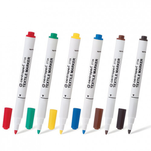 Маркеры для ткани 6 ЦВЕТОВ CENTROPEN Textile Marker, круглый наконечник, 1,8 мм, 2739/6, 5 2739 0610