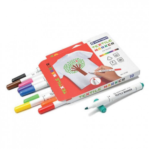 Маркеры для ткани 10 ЦВЕТОВ CENTROPEN Textile Marker, круглый наконечник, 1,8 мм, 2739/10, 5 2739 1001