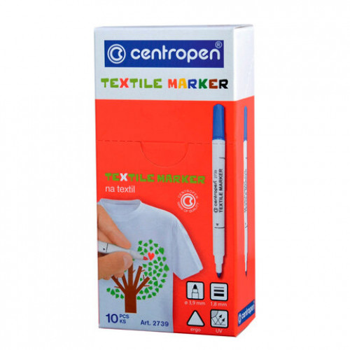 Маркер для ткани ЧЕРНЫЙ CENTROPEN Textile Marker, круглый наконечник, 1,8 мм, 2739, 5 2739 9212