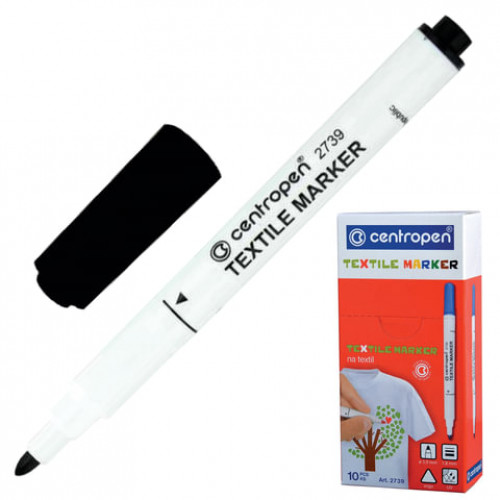 Маркер для ткани ЧЕРНЫЙ CENTROPEN Textile Marker, круглый наконечник, 1,8 мм, 2739, 5 2739 9212