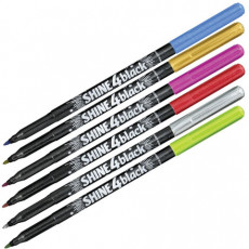 Маркеры для декорирования МЕТАЛЛИК 6 ЦВЕТОВ CENTROPEN Shine 4 Black, 1 мм, 2590/6KK, 6 2590 0601