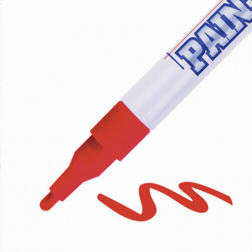 Маркер-краска лаковый (paint marker) MUNHWA Slim, 2 мм, КРАСНЫЙ, нитро-основа, алюминиевый корпус, SPM-03