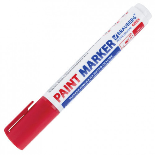 Маркер-краска лаковый (paint marker) 6 мм, КРАСНЫЙ, НИТРО-ОСНОВА, BRAUBERG PROFESSIONAL PLUS EXTRA, 151452