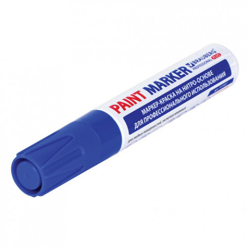 Маркер-краска лаковый (paint marker) 8 мм, СИНИЙ, НИТРО-ОСНОВА, алюминиевый корпус, BRAUBERG PROFESSIONAL PLUS JUMBO, 151457