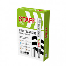 Маркер-краска лаковый (paint marker) 2-4 мм, ЧЕРНЫЙ, НИТРО-ОСНОВА, STAFF PROFIT, для любых поверхностей, 152578