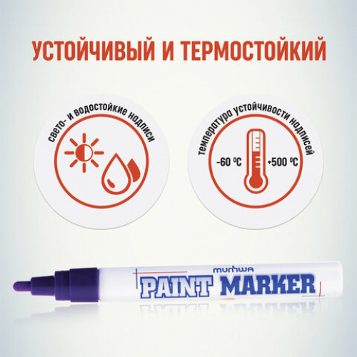 Маркер-краска лаковый (paint marker) MUNHWA Slim, 2 мм, СИНИЙ, нитро-основа, алюминиевый корпус, SPM-02