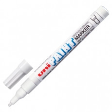 Маркер-краска лаковый (paint marker) UNI (Япония) Paint, 0,8-1,2 мм, БЕЛЫЙ, нитро-основа, алюминиевый корпус, PX-21(L) WHITE
