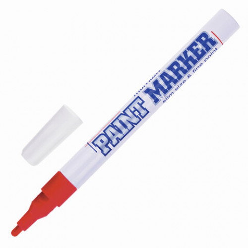 Маркер-краска лаковый (paint marker) MUNHWA Slim, 2 мм, КРАСНЫЙ, нитро-основа, алюминиевый корпус, SPM-03