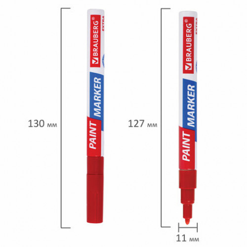 Маркер-краска лаковый EXTRA (paint marker) 2 мм, КРАСНЫЙ, УСИЛЕННАЯ НИТРО-ОСНОВА, BRAUBERG, 151969
