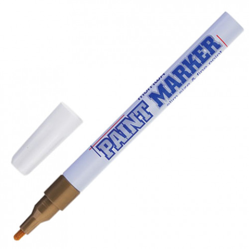 Маркер-краска лаковый (paint marker) MUNHWA Slim, 2 мм, ЗОЛОТОЙ, нитро-основа, алюминиевый корпус, SPM-07