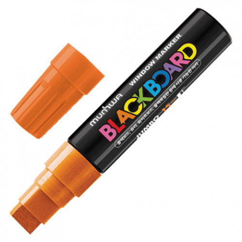 Маркер меловой MUNHWA Black Board Jumbo,ОРАНЖЕВЫЙ, 15 мм, влагостираемый, на водной основе, JBM15-11